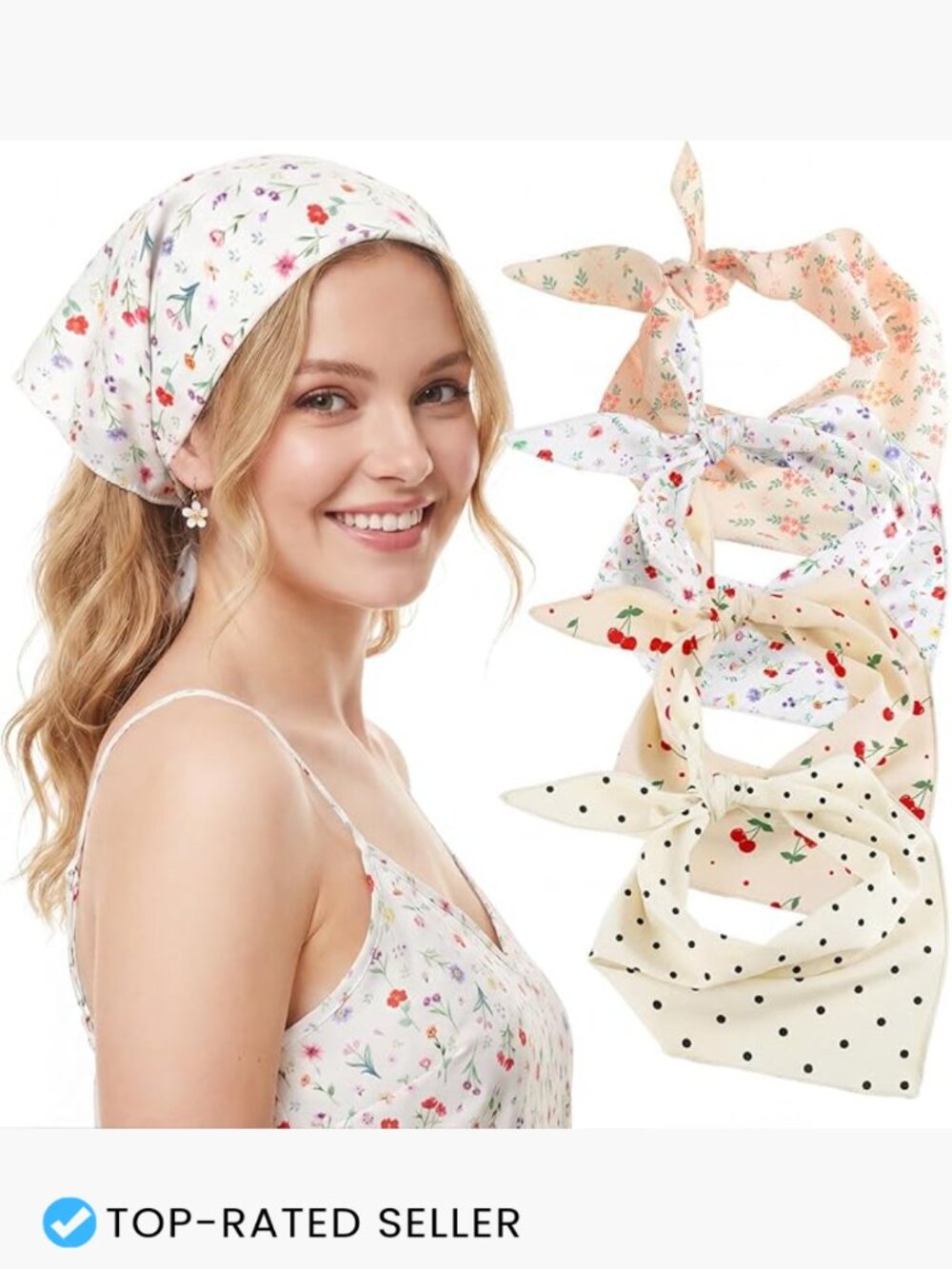 Triangle Head Scarf Set Bandanas Hair Wrap Chiffon Polyester Turban Hair